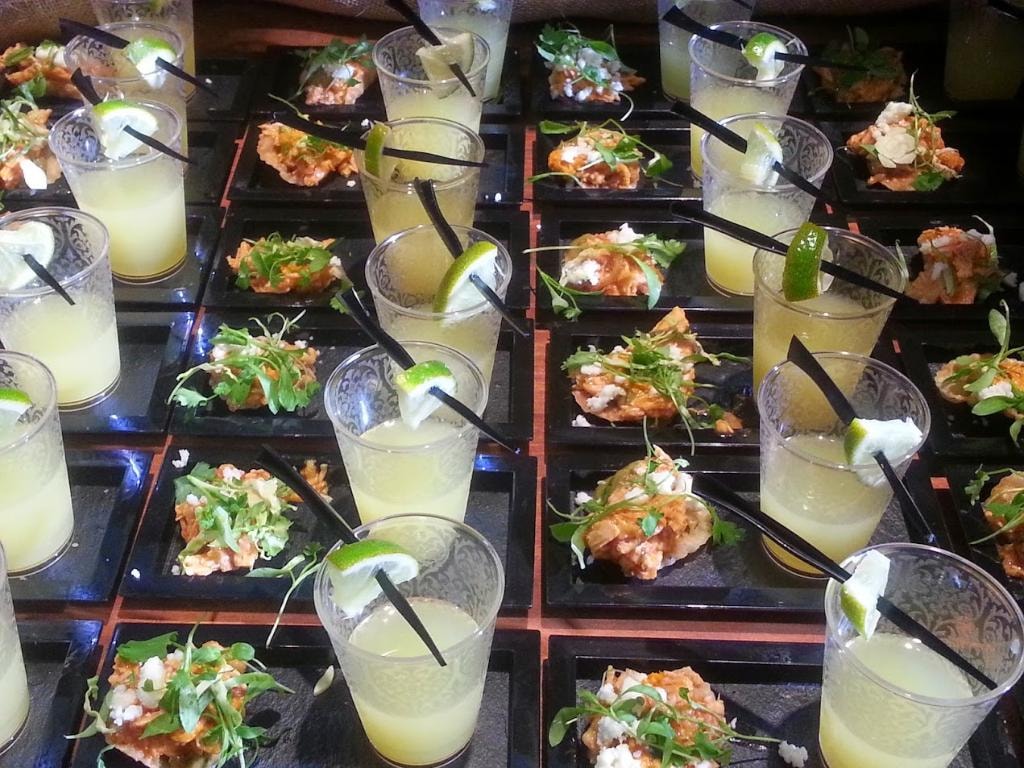 Appetizers and cocktails catering spread