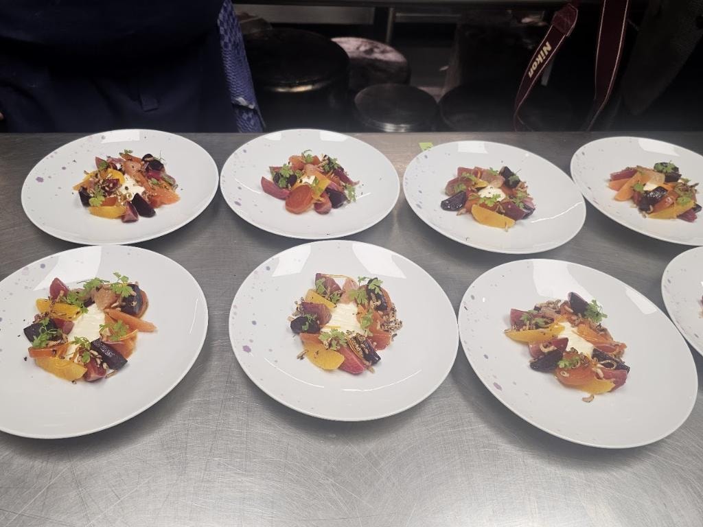 Plated beet salad dishes fine dining
