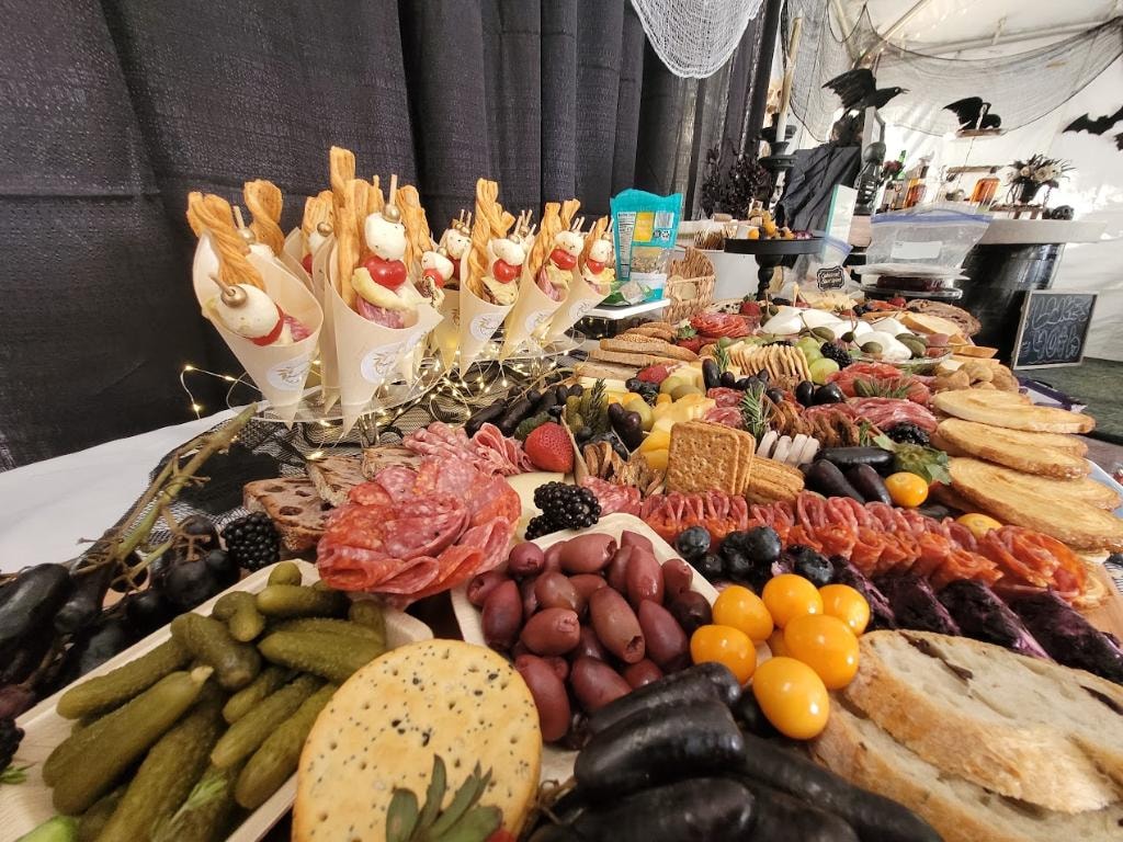 Elaborate charcuterie grazing table