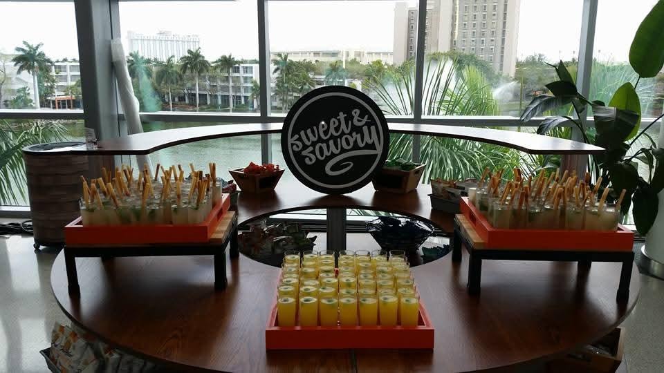 Sweet and savory dessert display at event