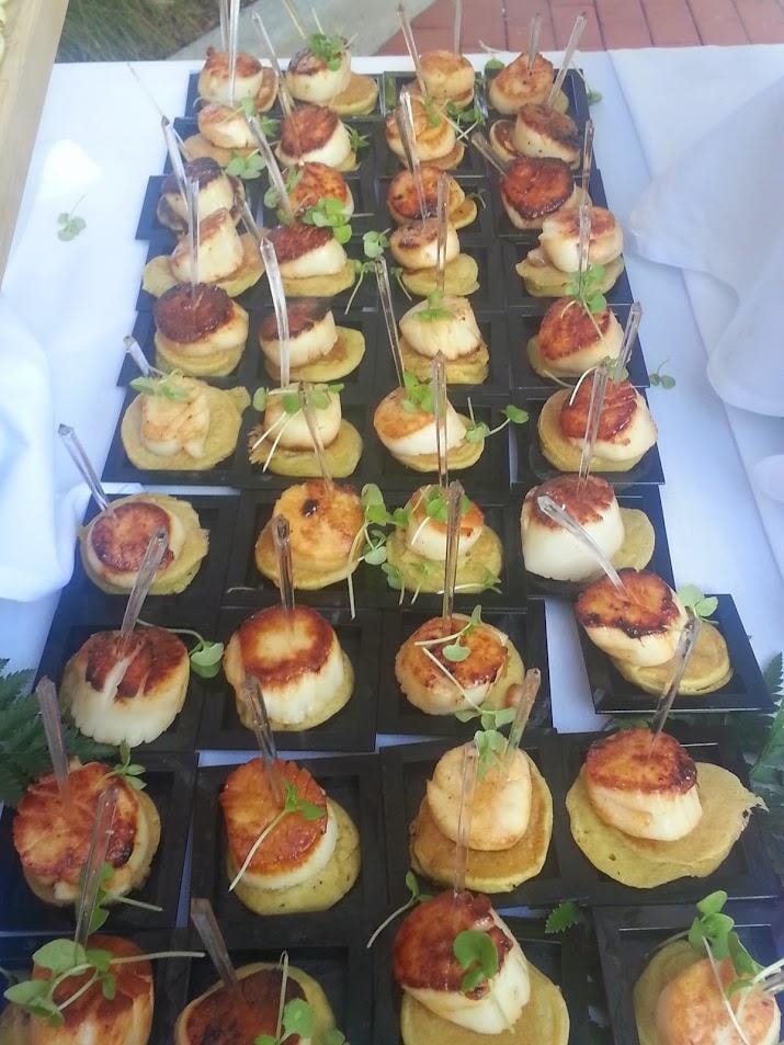 Gourmet appetizers with bacon and microgreens