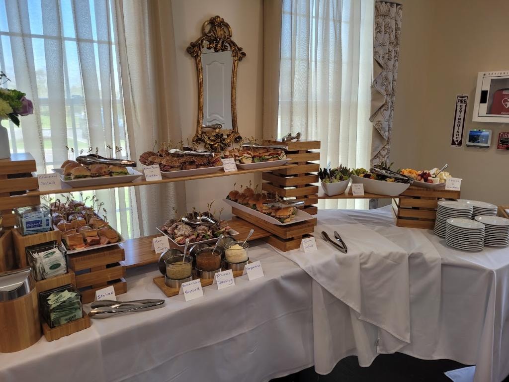 Elegant catering buffet display with meats