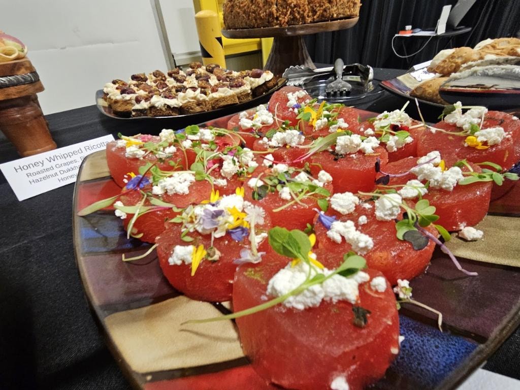 Gourmet charcuterie display with edible flowers