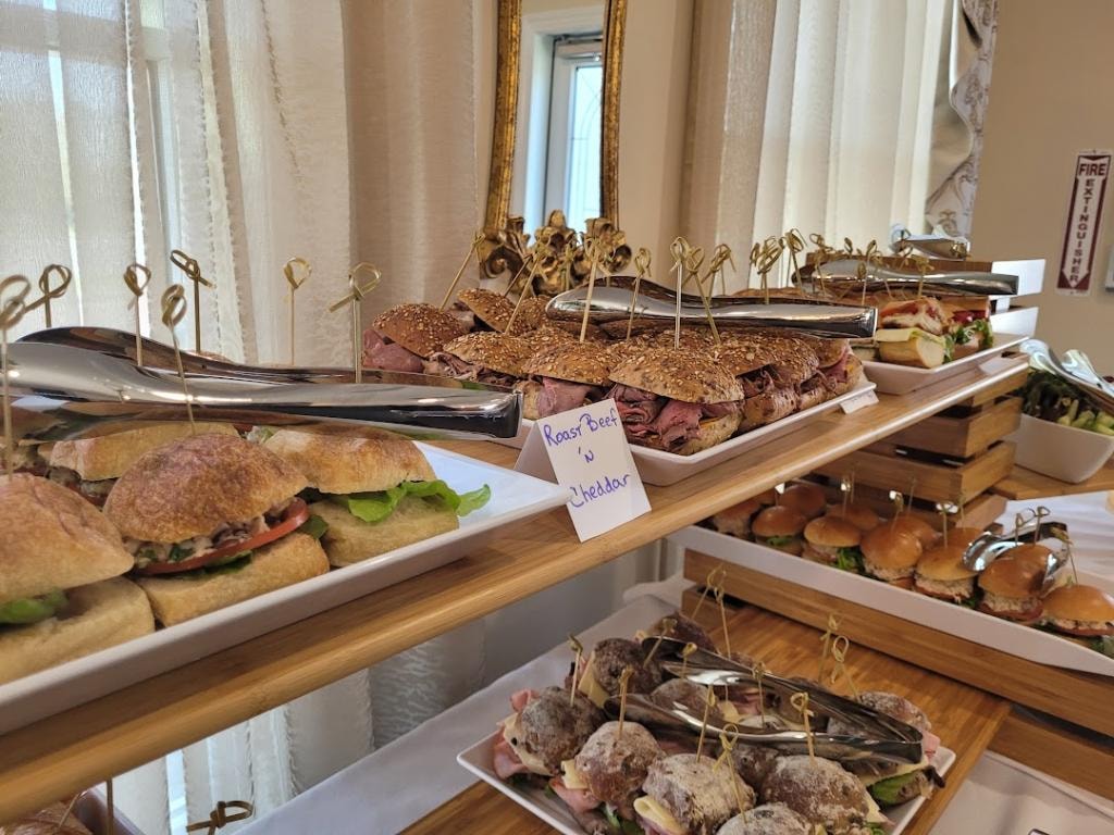 Catered sandwich and slider buffet display