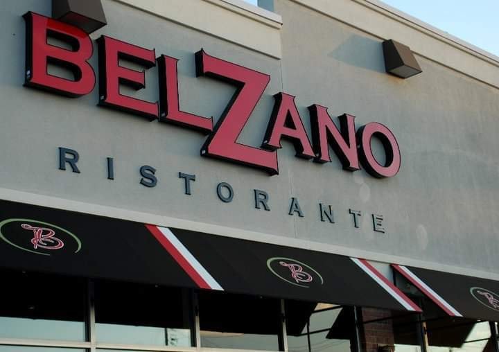 Belzano Ristorante red neon sign storefront