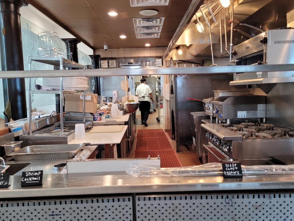 Commercial restaurant kitchen interior view