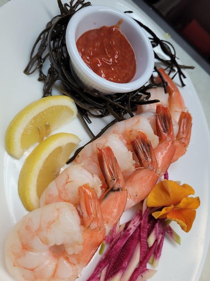 Oceanport Marina — shrimp cocktail with seaweed and cocktail sauce